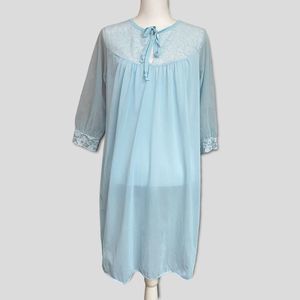 Women’s Vintage Montgomery Ward Sky Blue Sheer Nightgown. Size